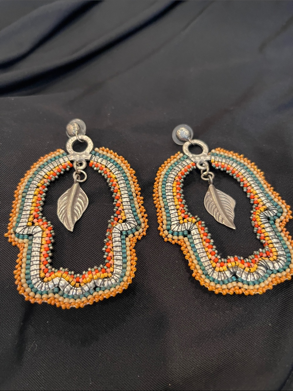 Bohemian Multicolor Seed Bead Leaf Drop Earrings - Women Jewelry